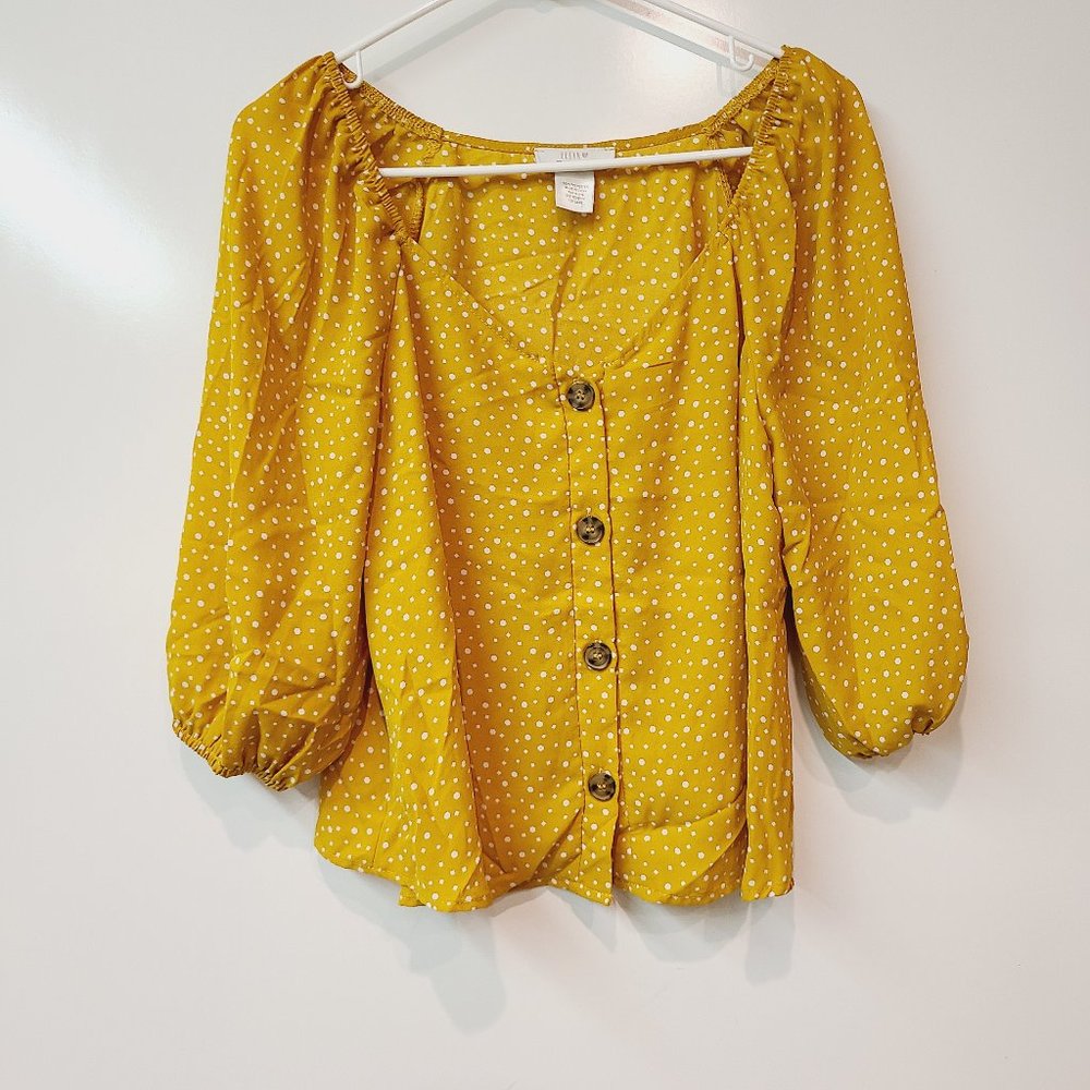 Urban Romantics Mustard Yellow Button Front Crop Top Shirt